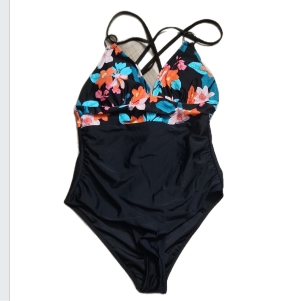 Cupshe Black and Orange Romantic One Piece Swimsuit